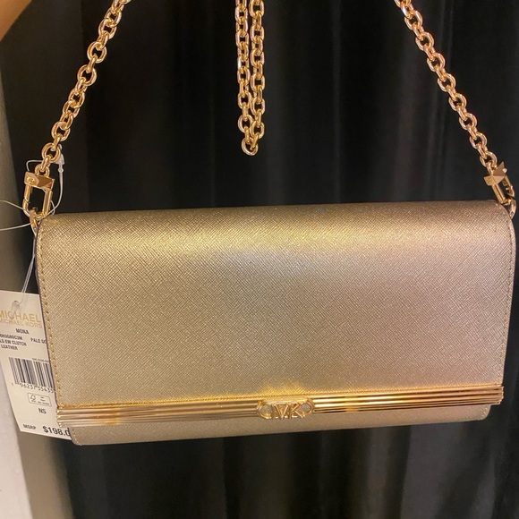 Michael Kors Gold Clutch with Chain Strap - Picture 1 of 4